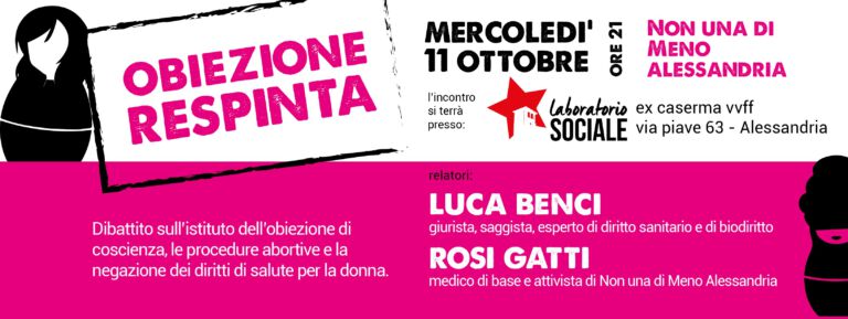 11.10.2017 – Dibattito sul diritto all’aborto con Luca Benci e Rosi Gatti