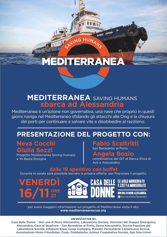 16.11.2018 – Mediterranea Saving Humans sbarca ad Alessandria