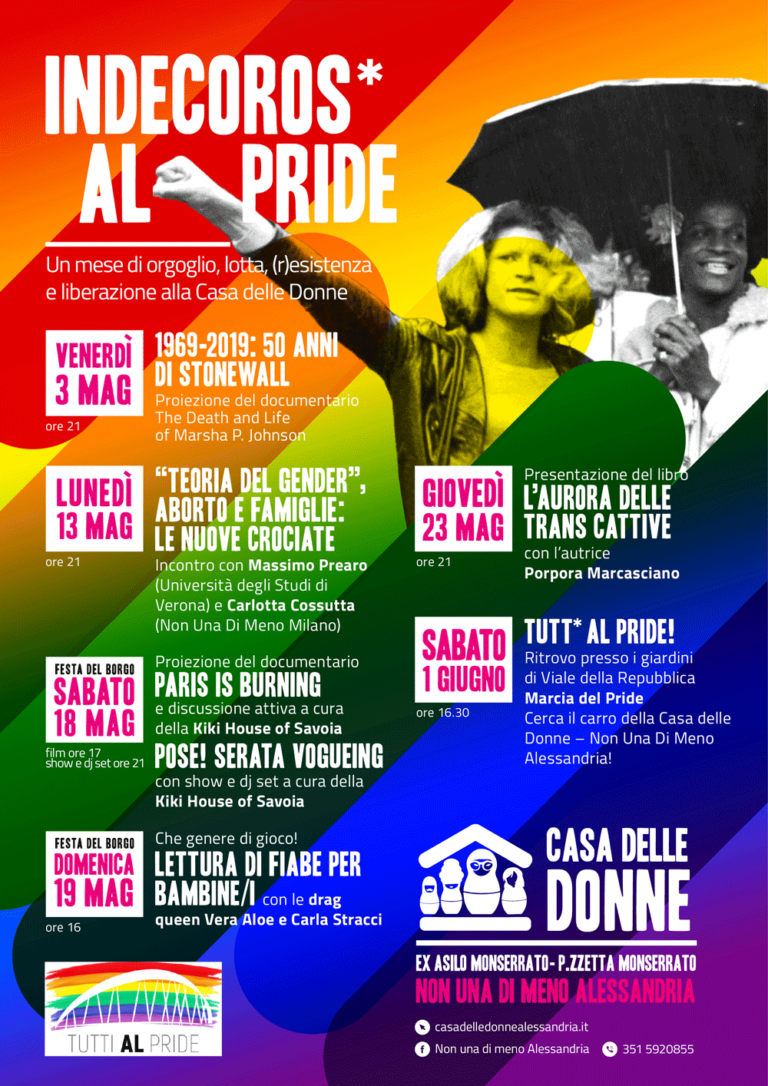 Indecoros* Al Pride! Un mese di eventi alla Casa delle Donne